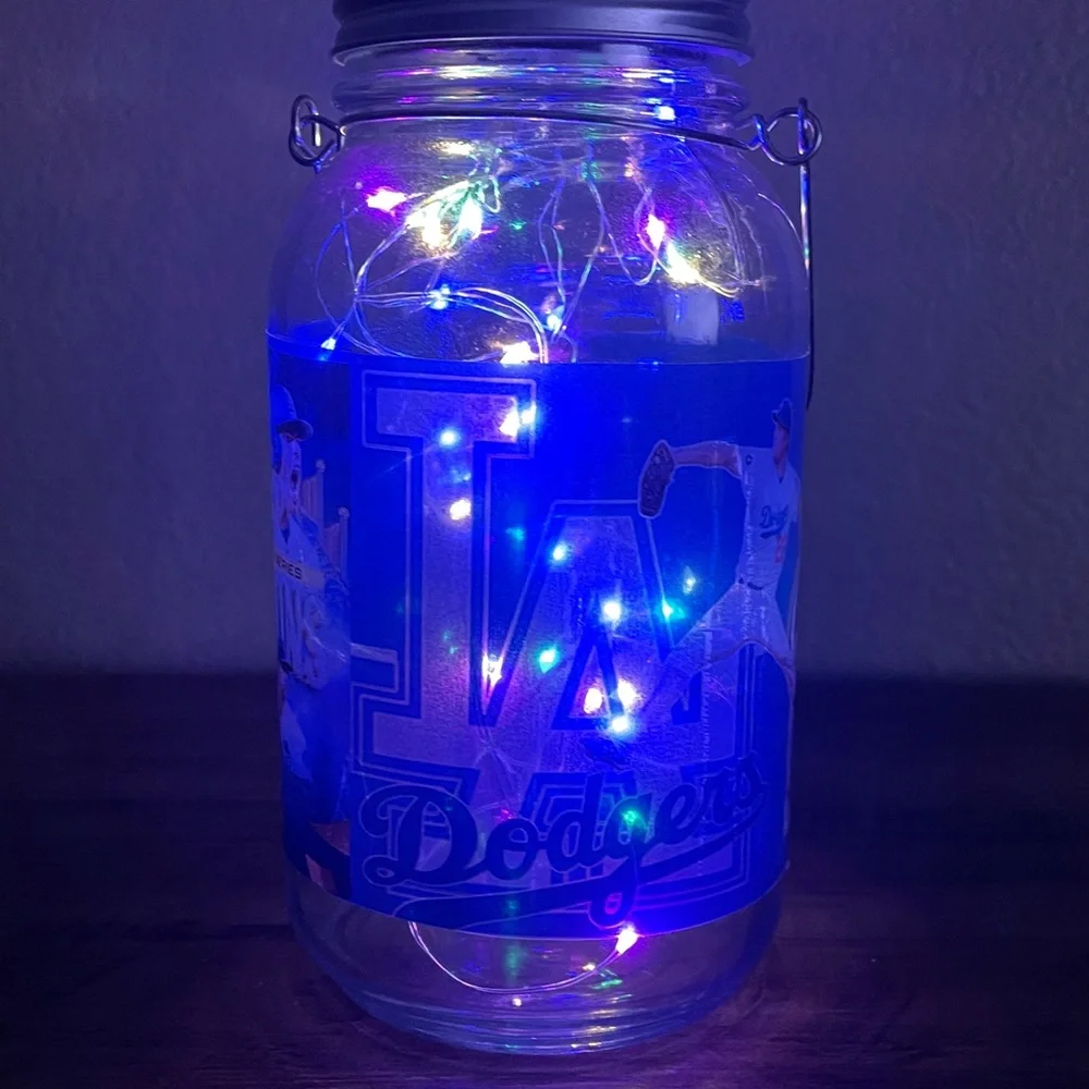 Los Angeles Dodgers Glass Light-Up Mason Jar with Handle